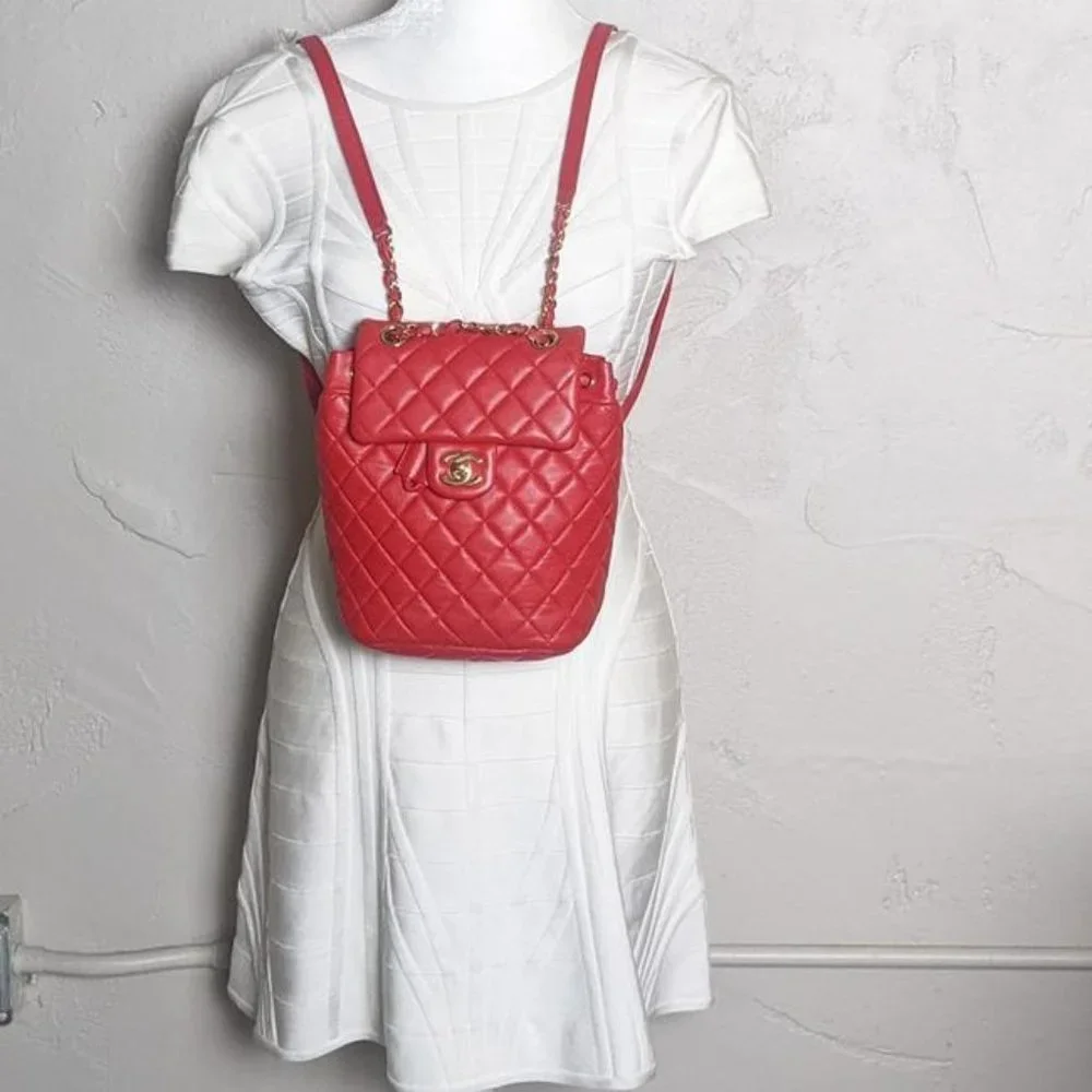 Chanel Mini Urban Spirit Red Lambskin Leather Backpack - Picture 9 of 10